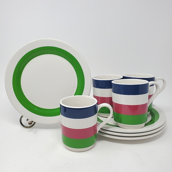 HTF Kate Spade LENOX All in Good Taste Rainey Street Stripe Mugs